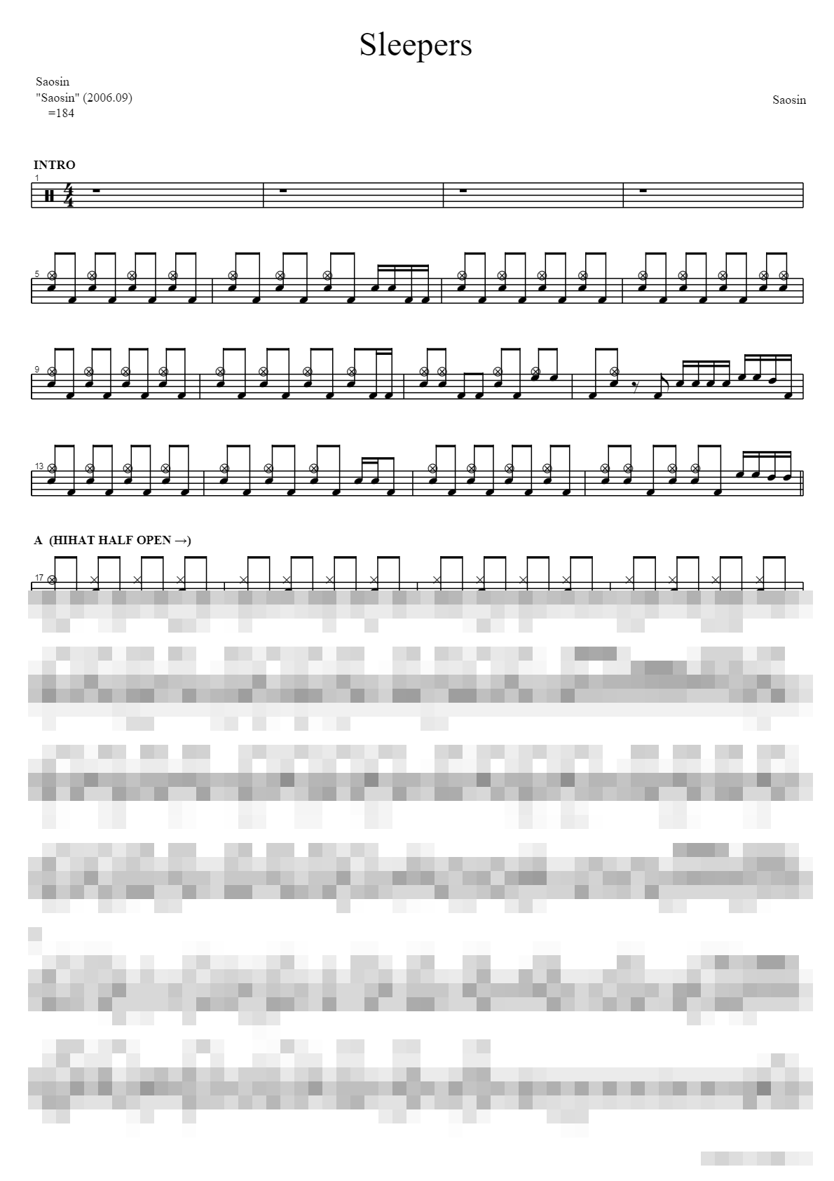Sleepers Sheet Music Preview