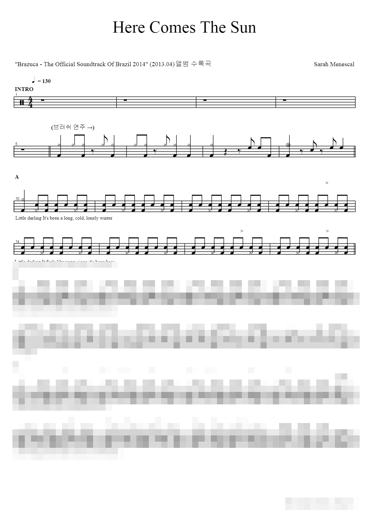 Here Comes The Sun Sheet Music Preview
