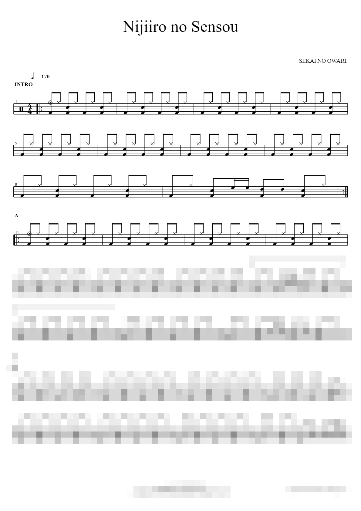 Nijiiro no Sensou Sheet Music Preview