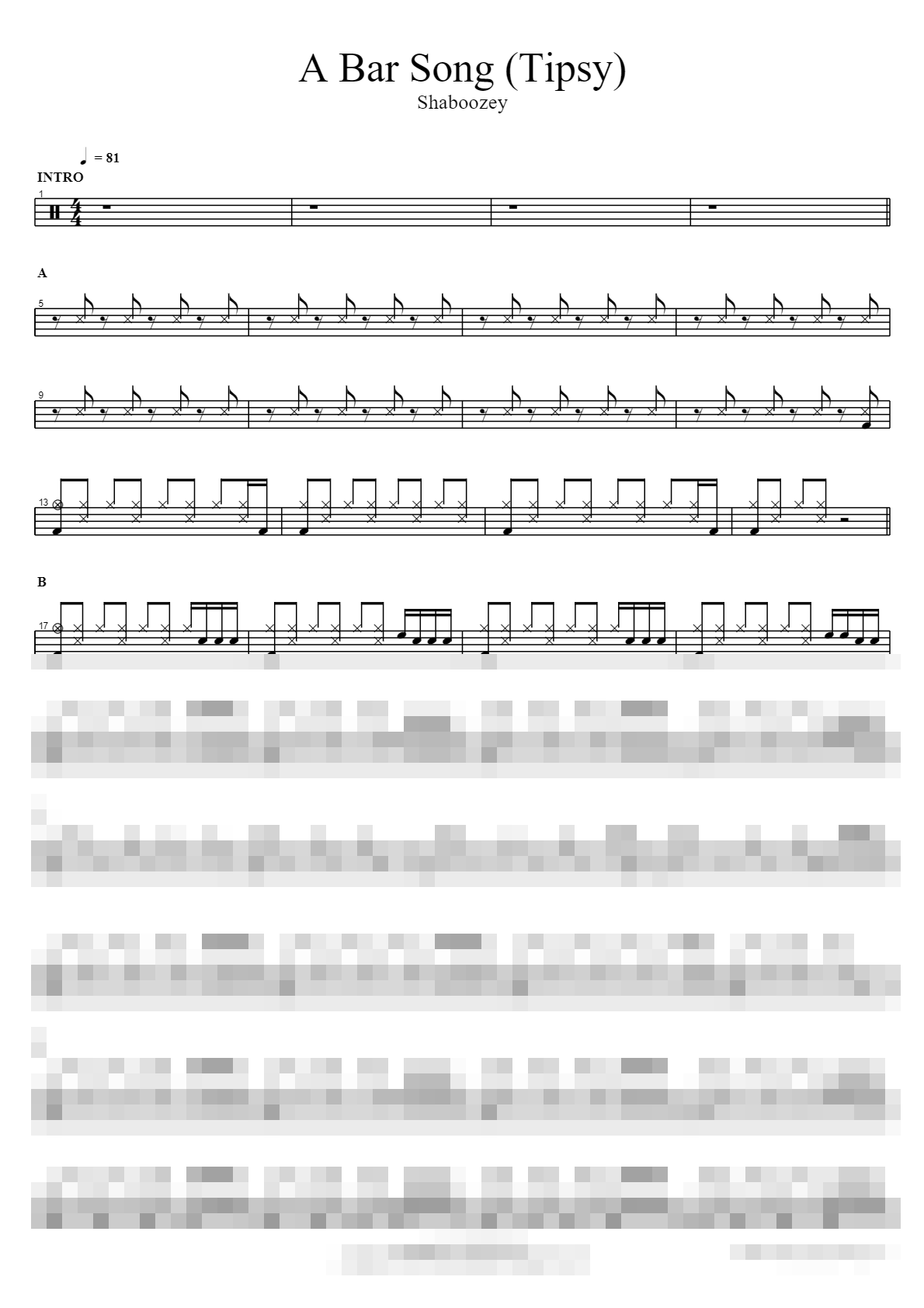 A Bar Song (Tipsy) Sheet Music Preview
