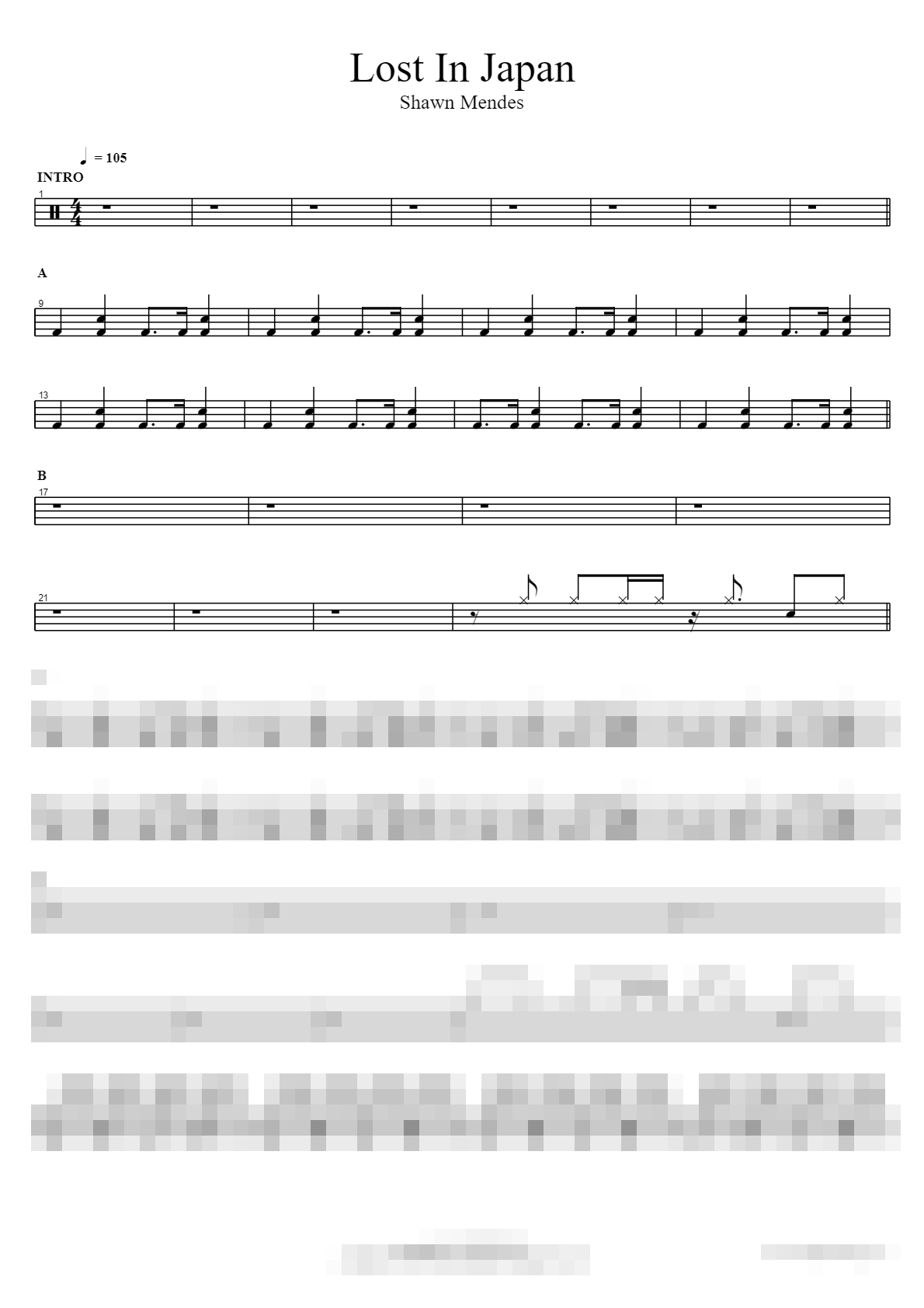 Lost In Japan Sheet Music Preview