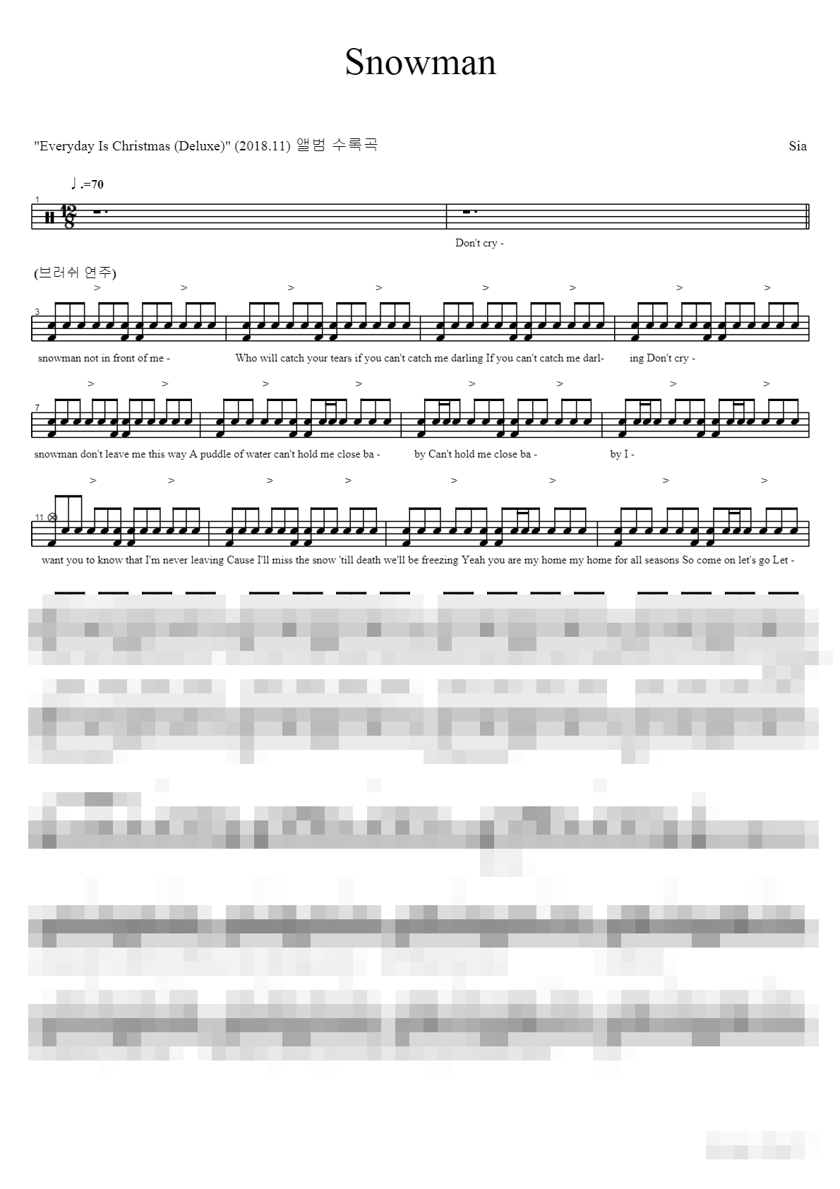 Snowman Sheet Music Preview