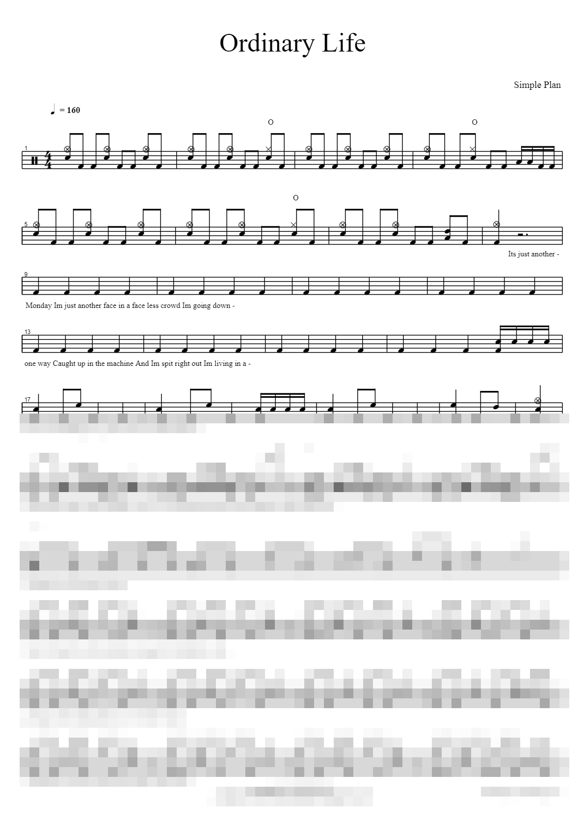 Ordinary Life Sheet Music Preview