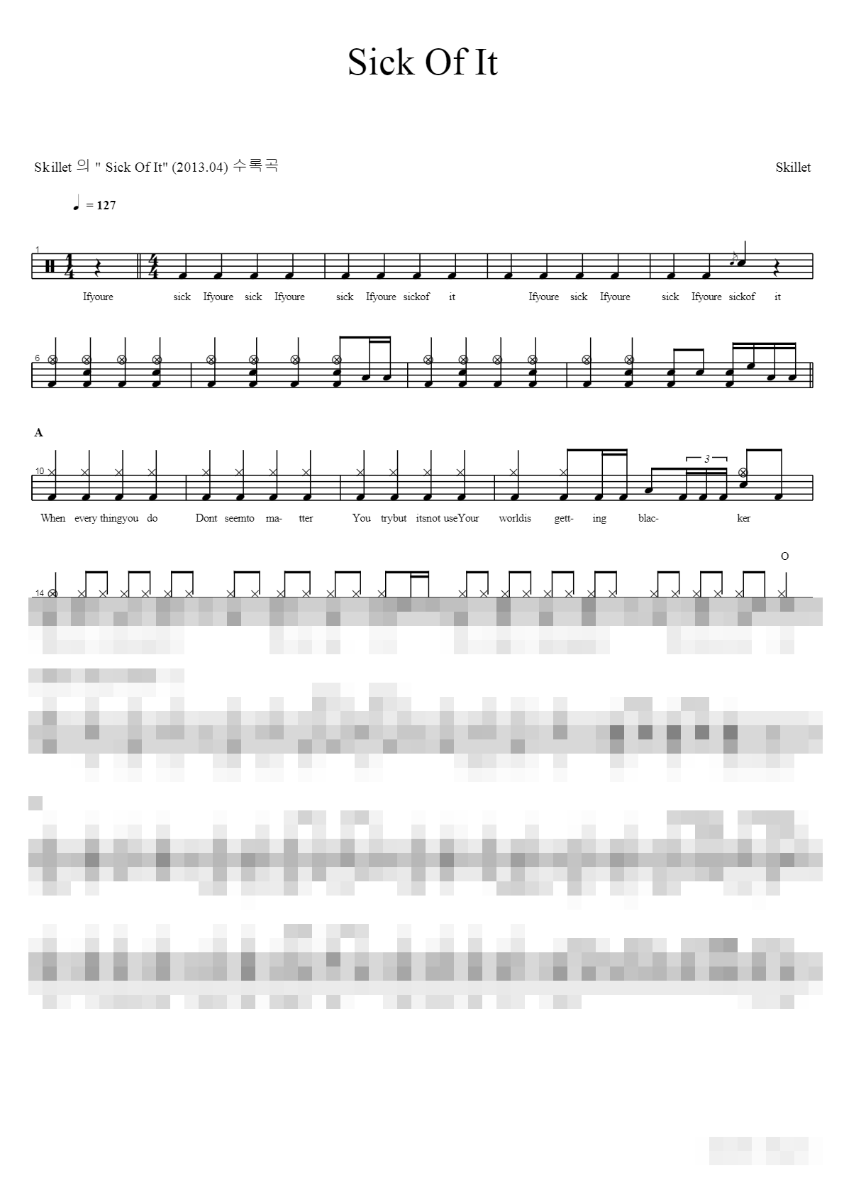Sick Of It Sheet Music Preview
