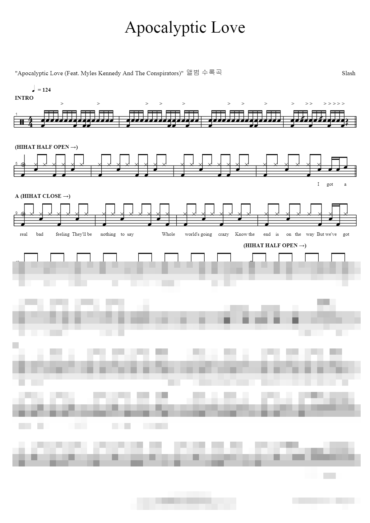 Apocalyptic Love Sheet Music Preview