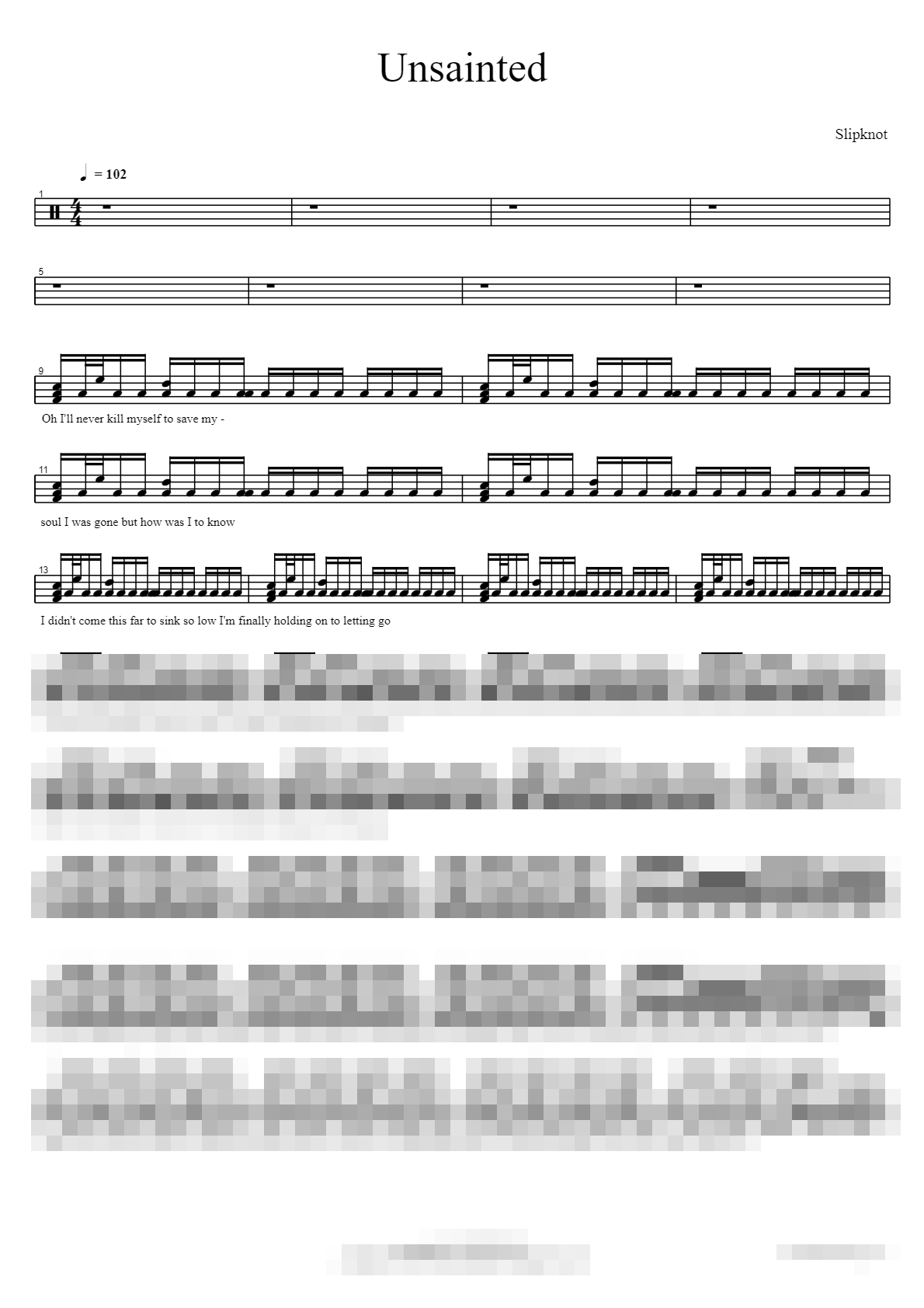 Unsainted Sheet Music Preview