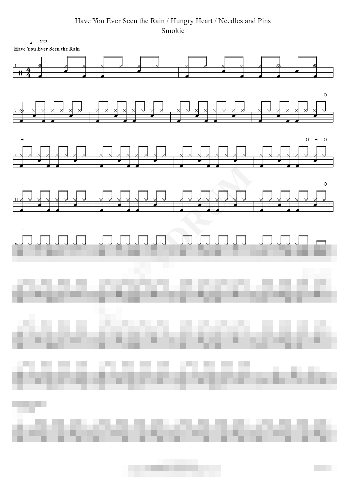 Have You Ever Seen the Rain Hungry Heart Needles and Pins Sheet Music Preview