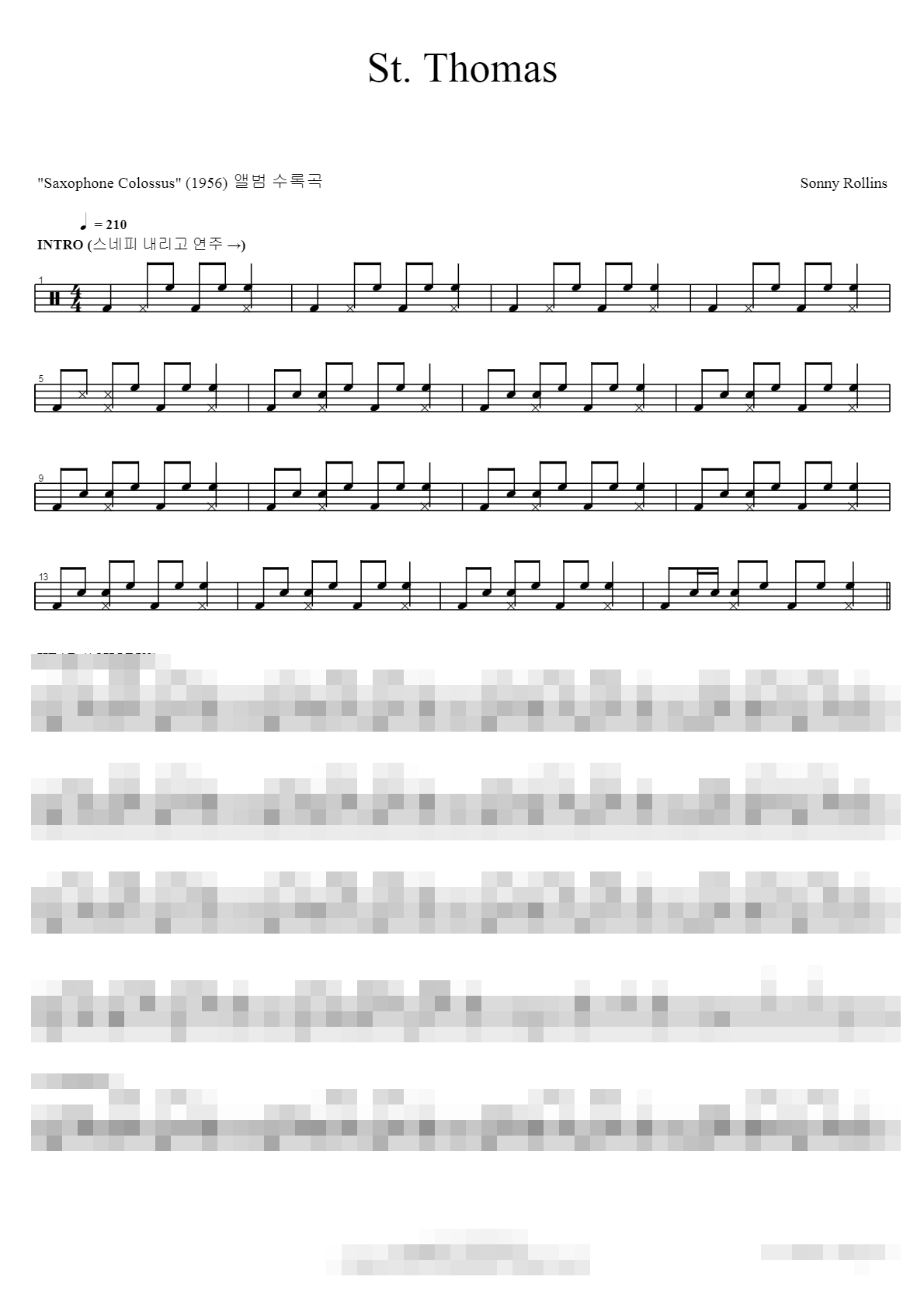 St.Thomas (prestige) Sheet Music Preview