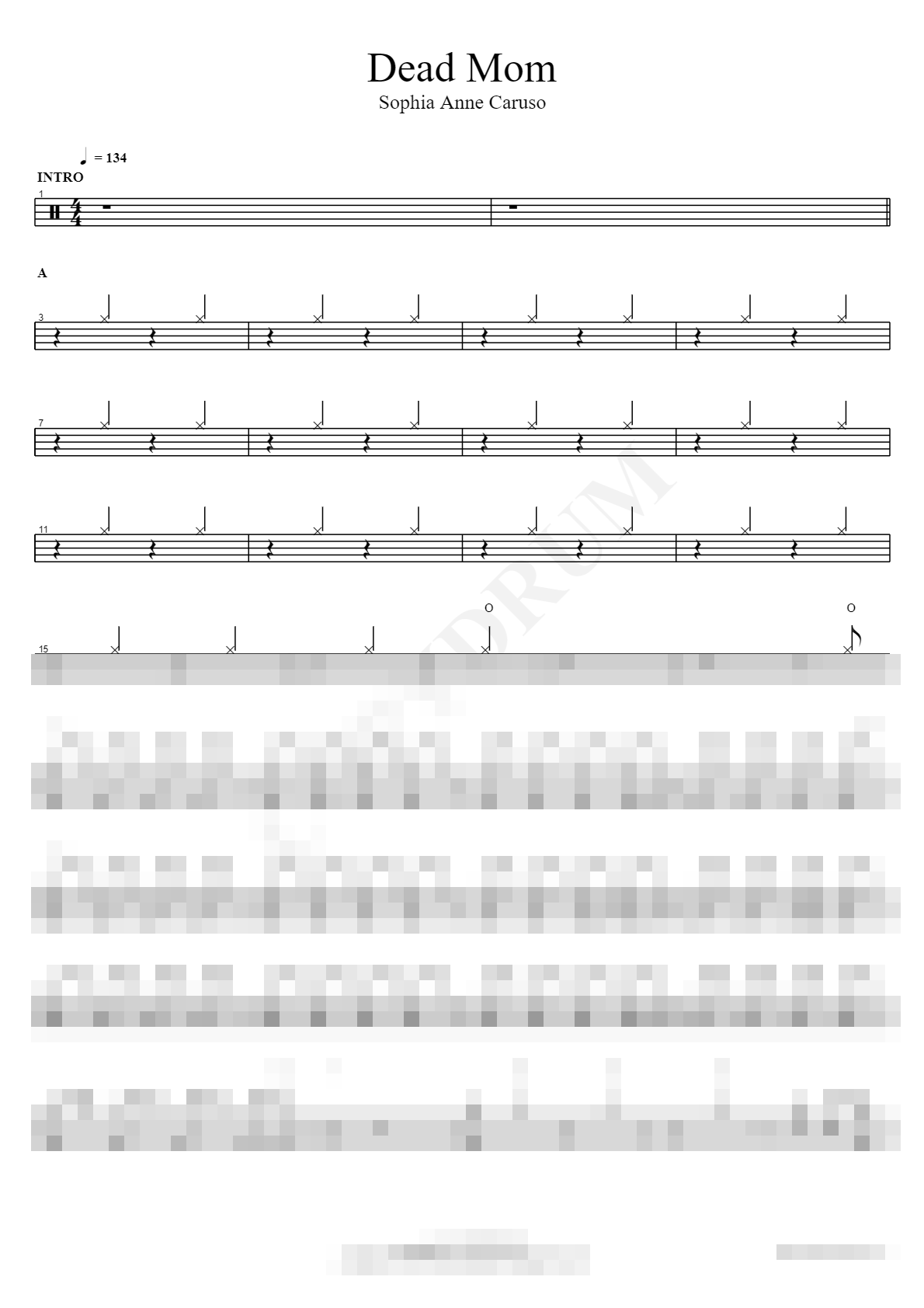 Dead Mom Sheet Music Preview
