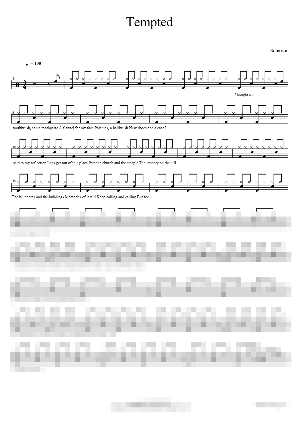 Tempted Sheet Music Preview