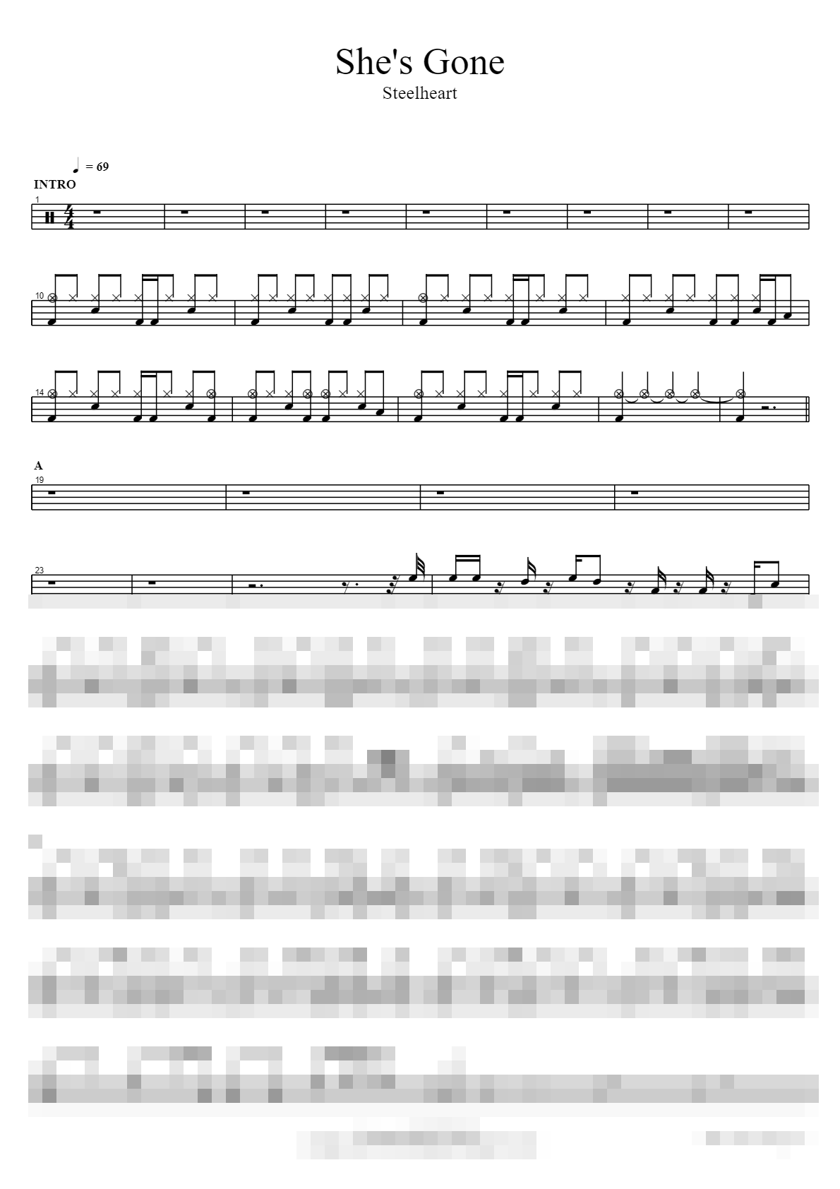 She's Gone Sheet Music Preview