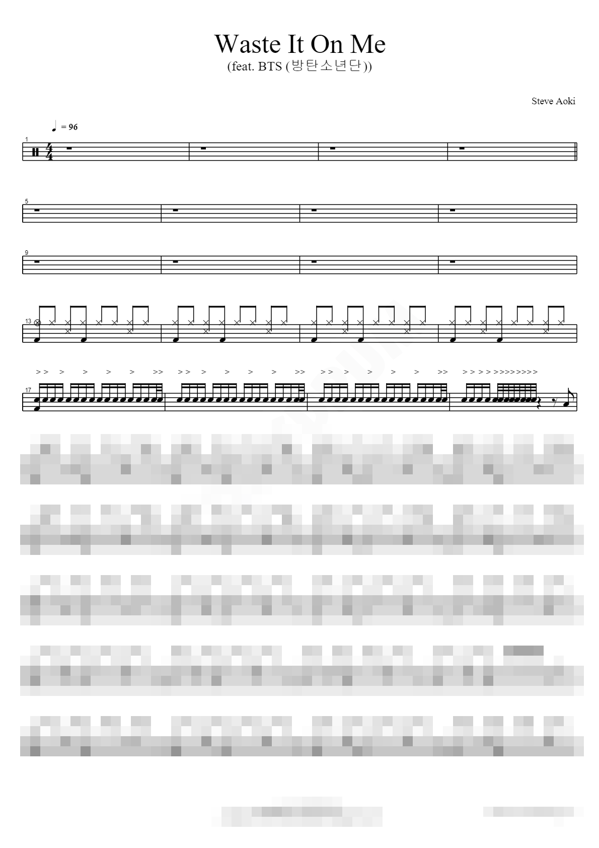 Waste It On Me (feat. BTS (방탄소년단)) Sheet Music Preview