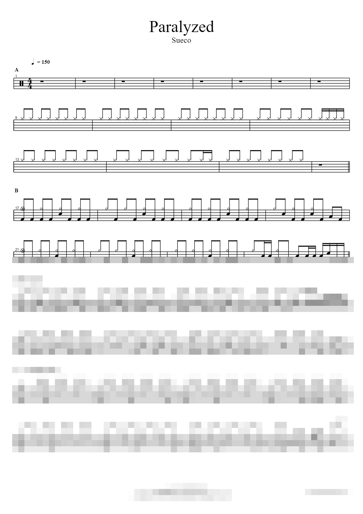Paralyzed Sheet Music Preview