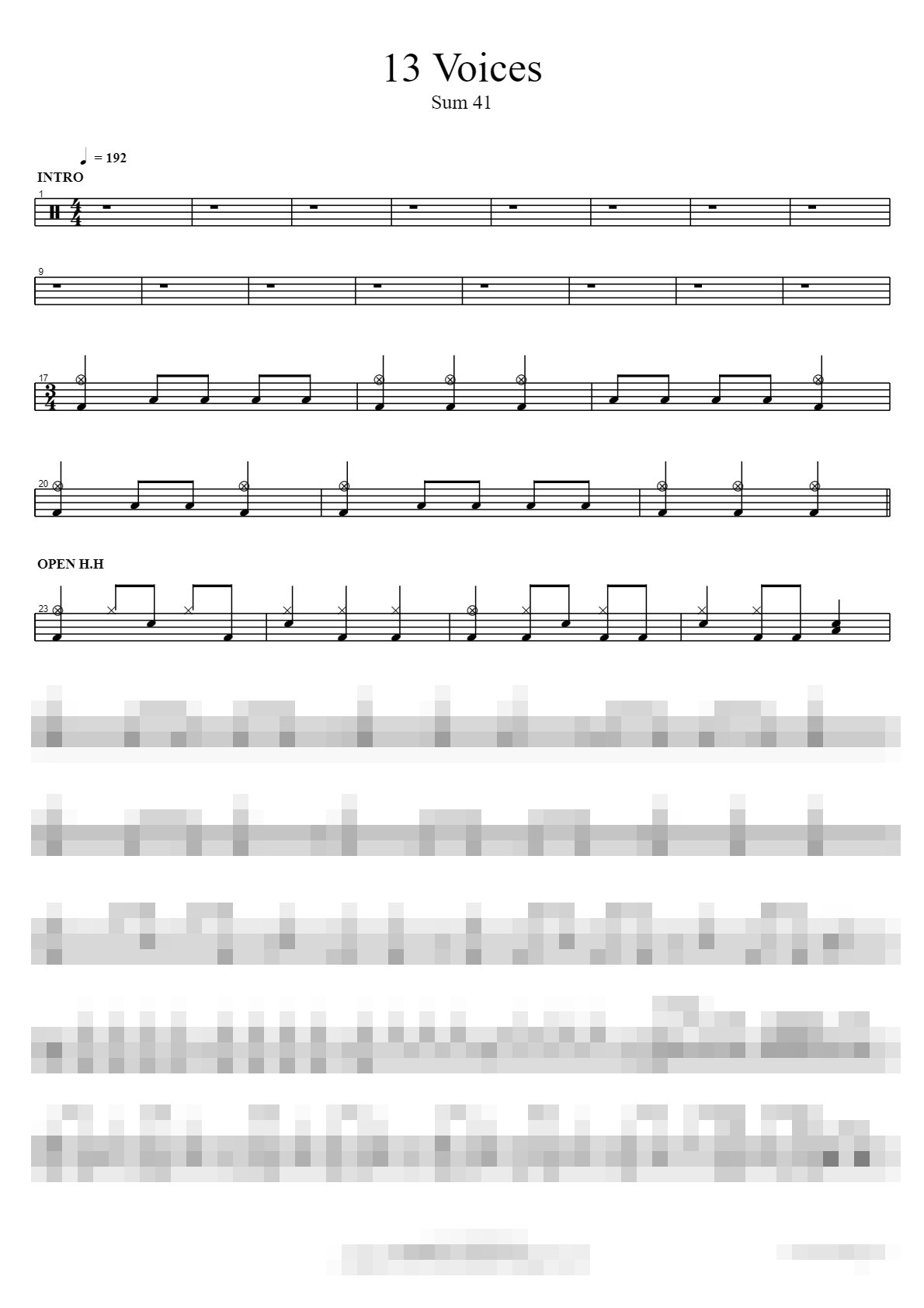 13 Voices Sheet Music Preview