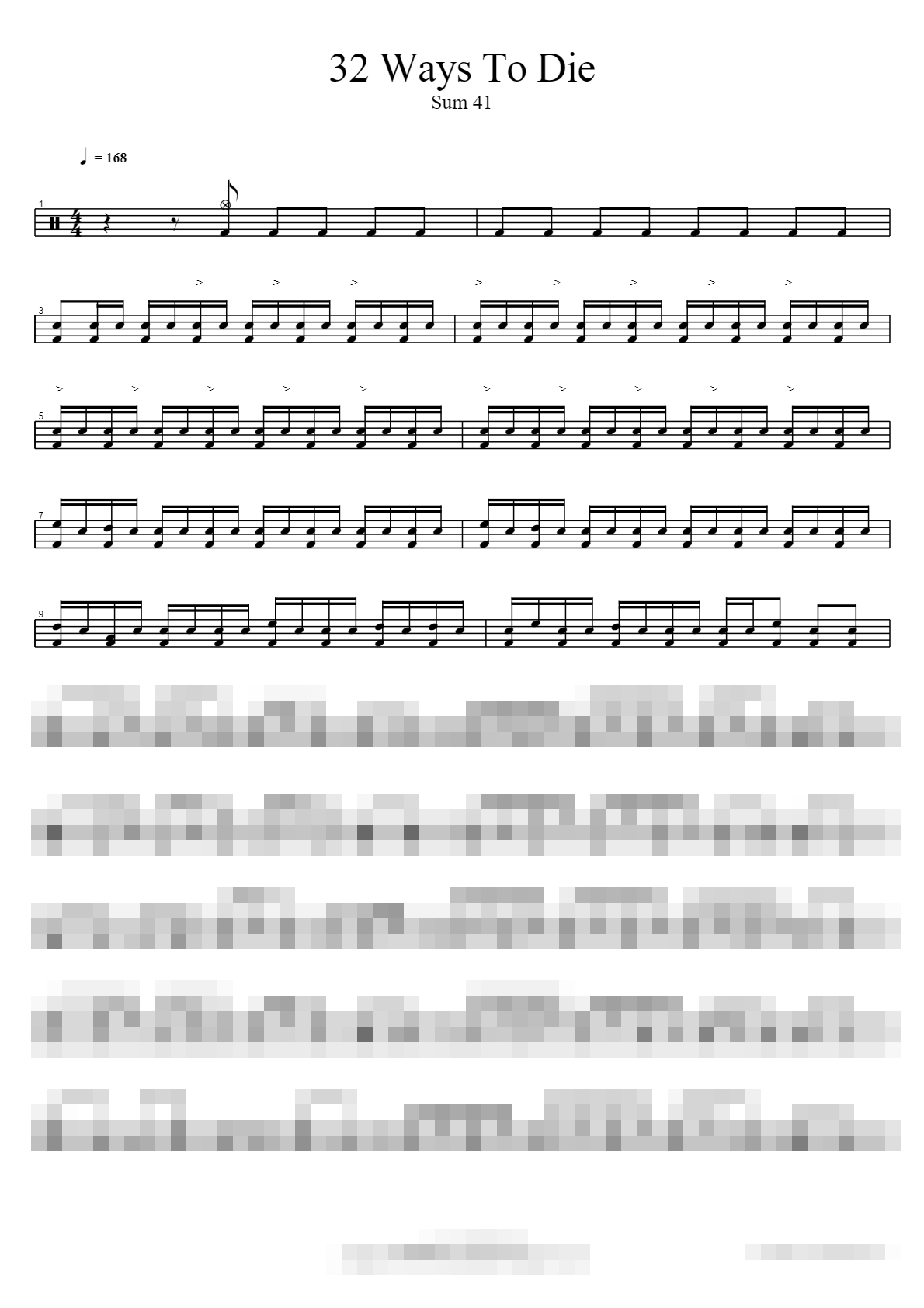 32 Ways To Die Sheet Music Preview