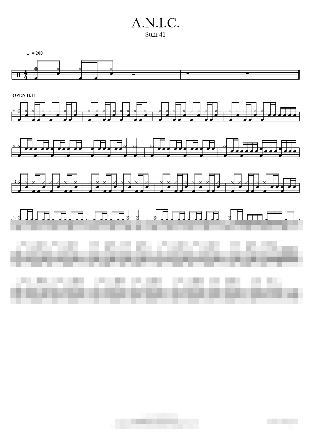 A.N.I.C. Sheet Music Preview