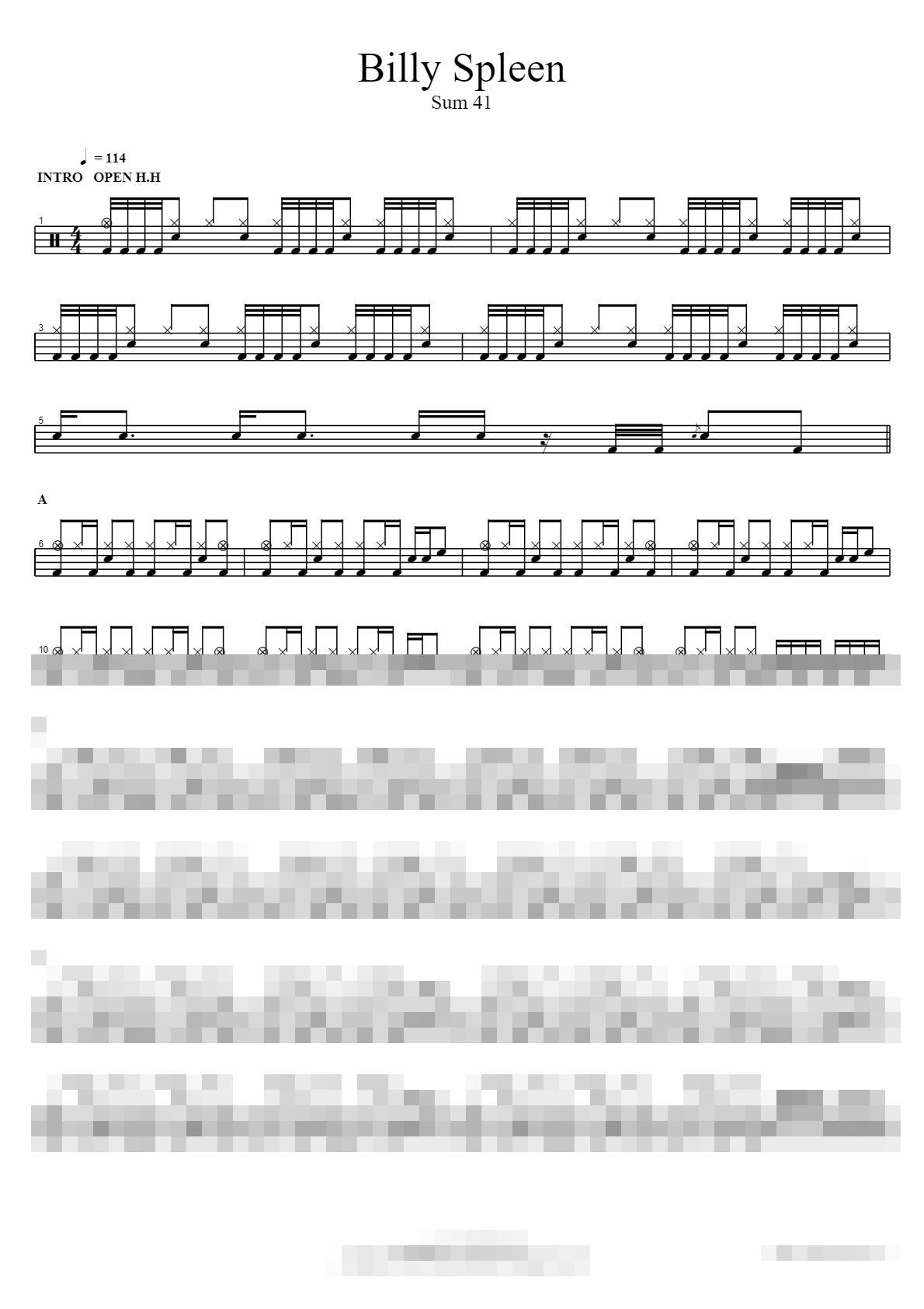 Billy Spleen Sheet Music Preview