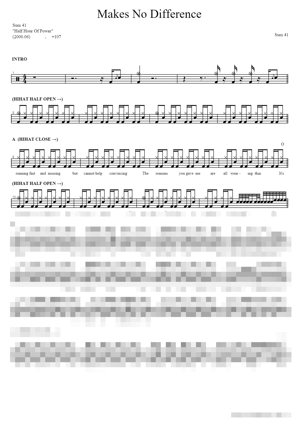 Makes No Difference Sheet Music Preview