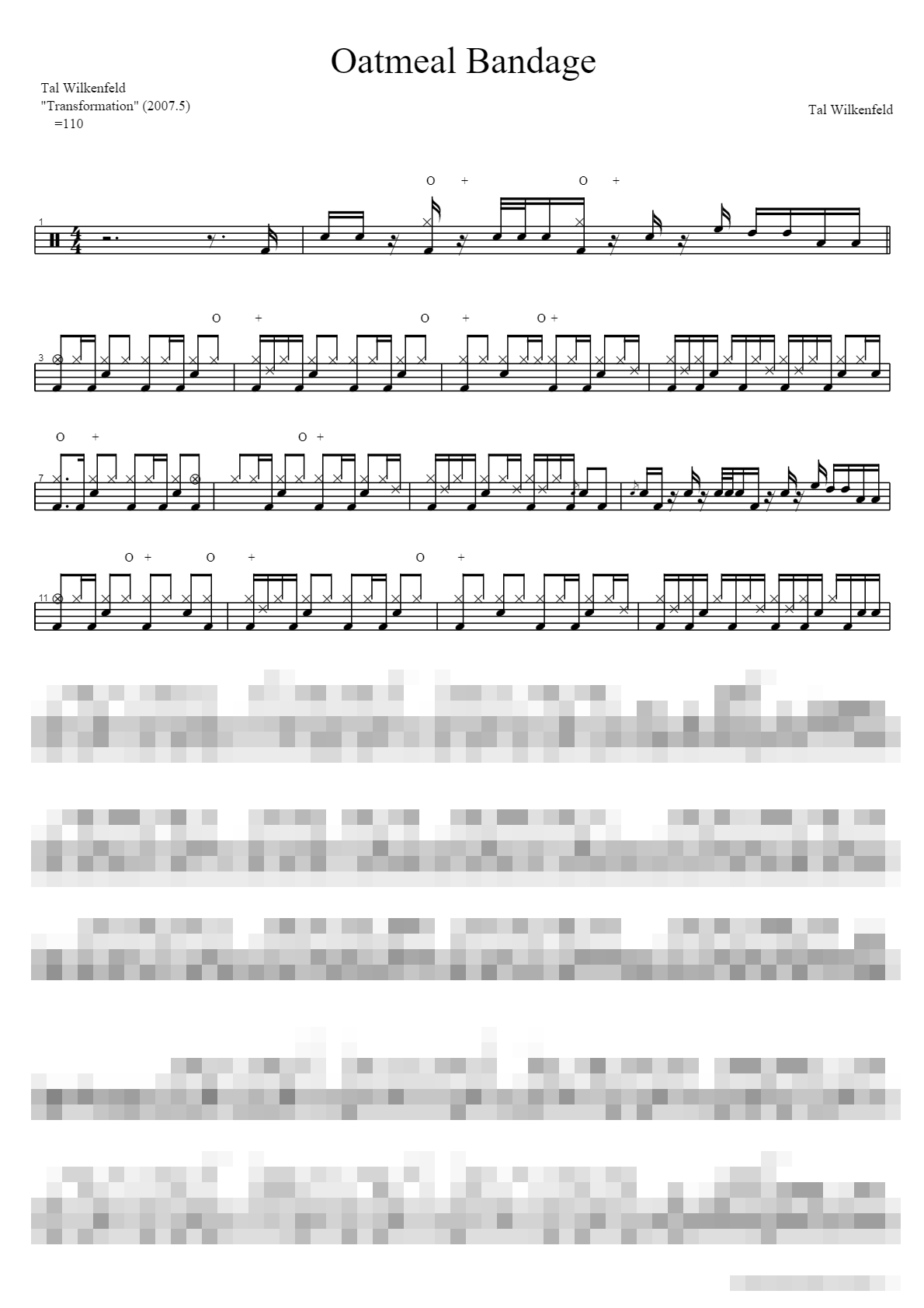 Oatmeal Bandage Sheet Music Preview