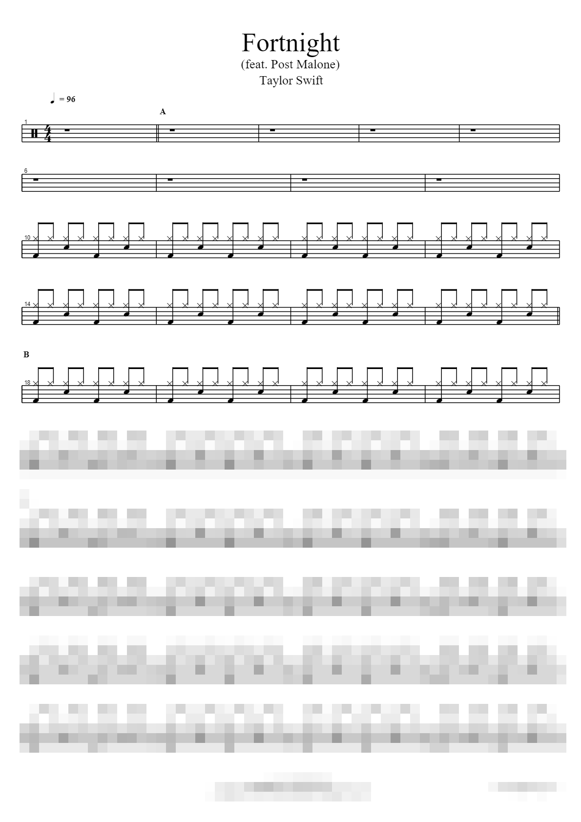 Fortnight (feat. Post Malone) Sheet Music Preview