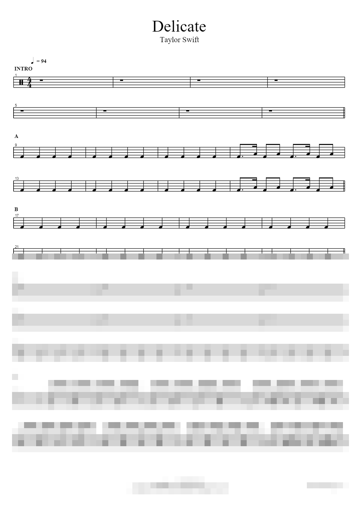 Delicate Sheet Music Preview