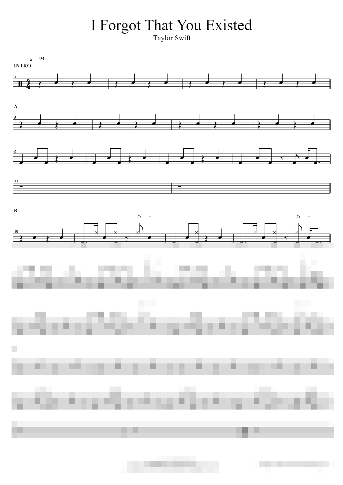 I Forgot That You Existed Sheet Music Preview