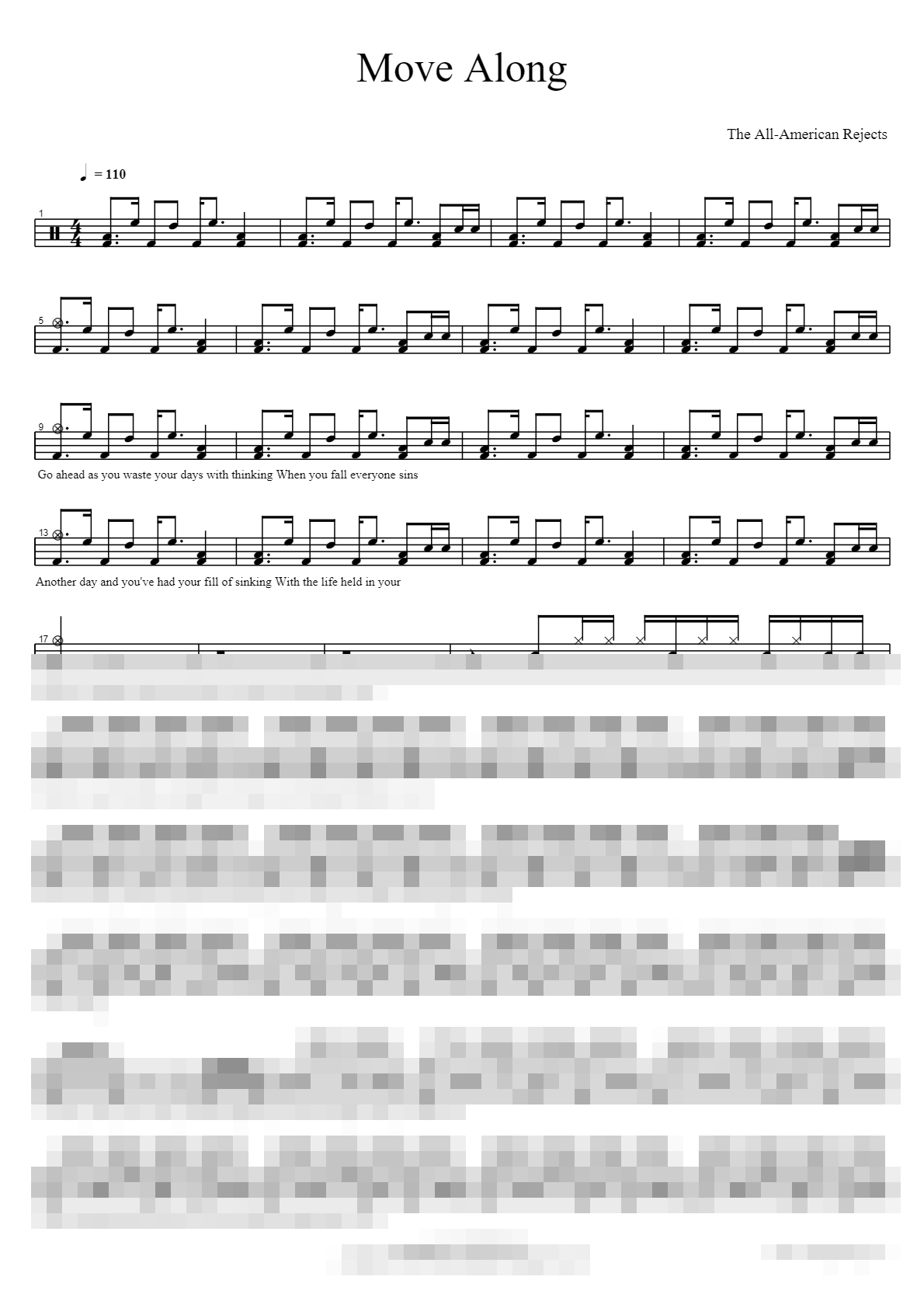 Move Along Sheet Music Preview
