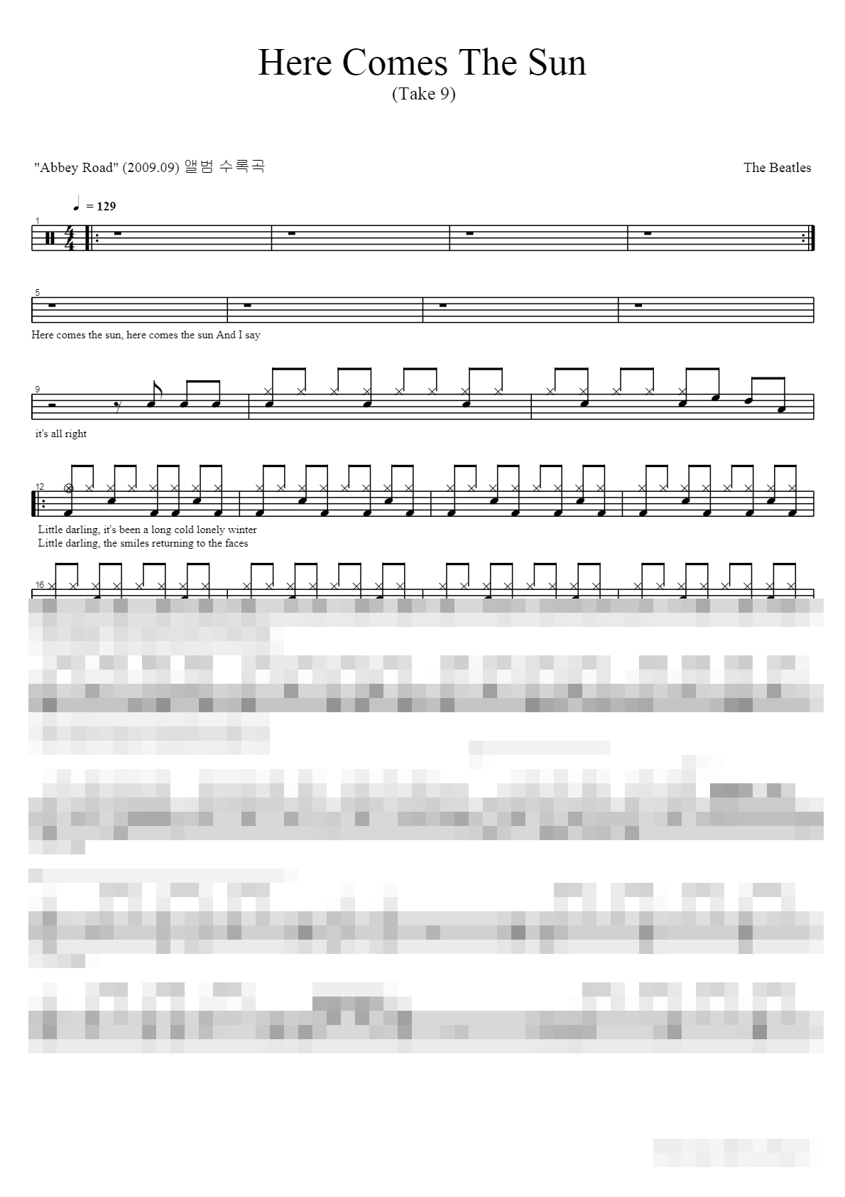 Here Comes The Sun (Take 9) Sheet Music Preview