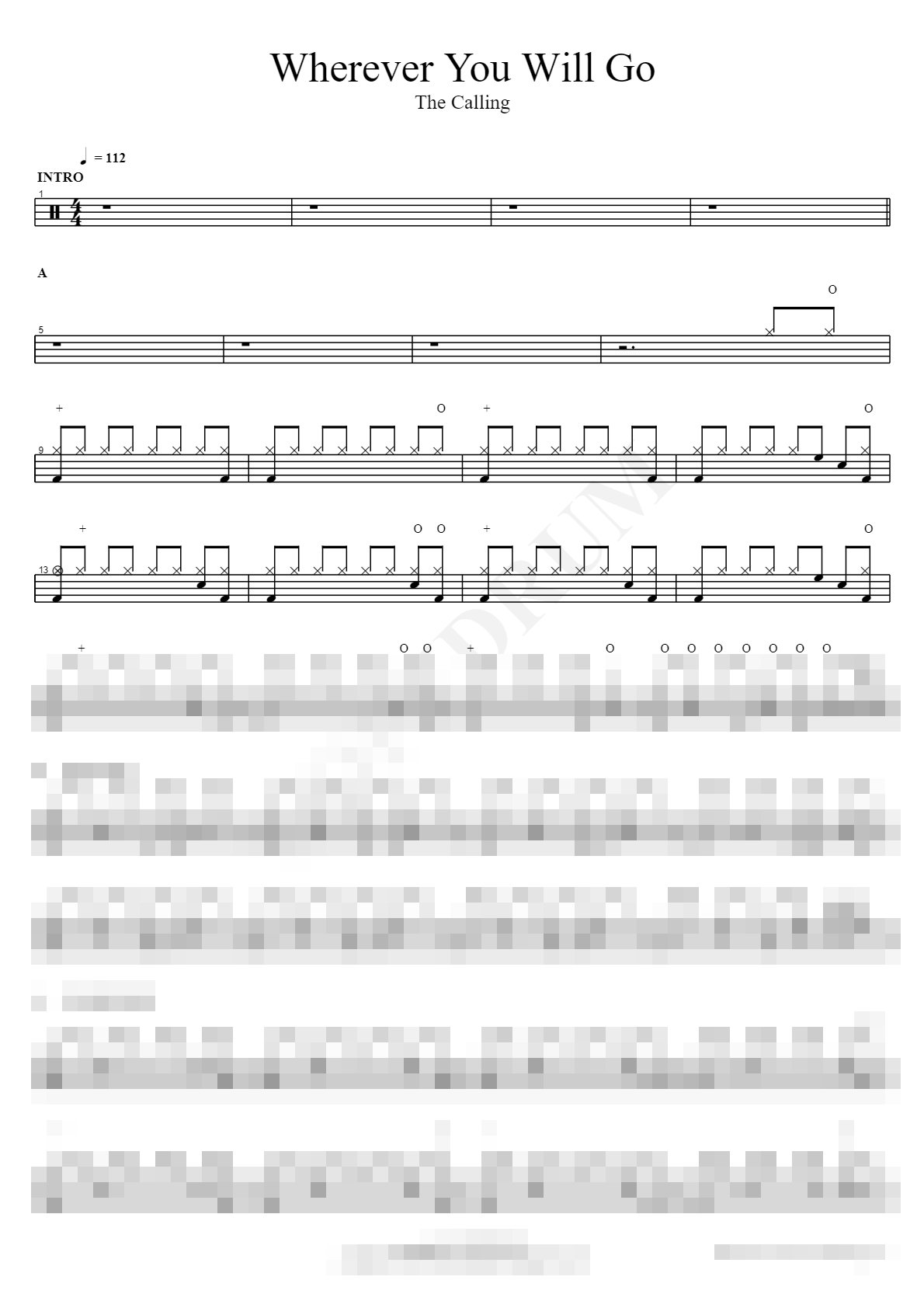 Wherever You Will Go Sheet Music Preview