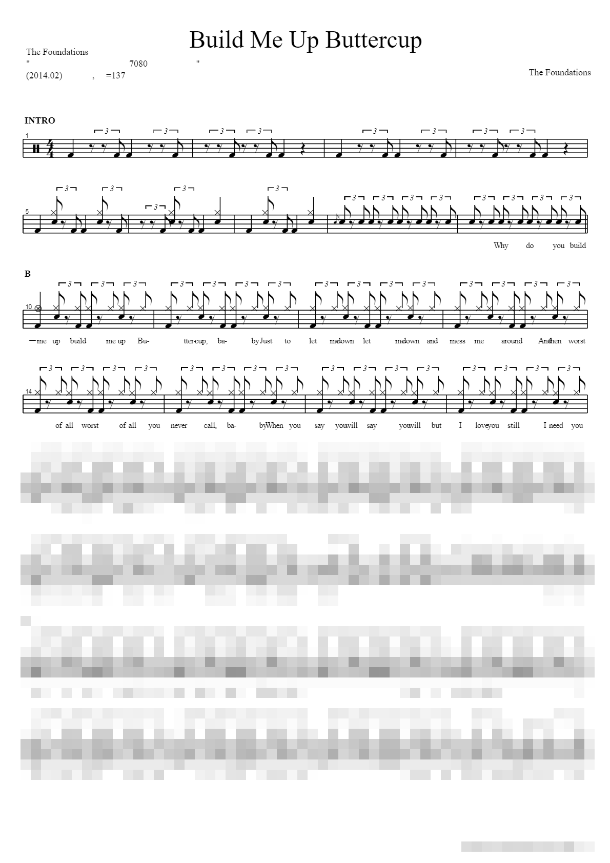 Build Me Up Buttercup Sheet Music Preview
