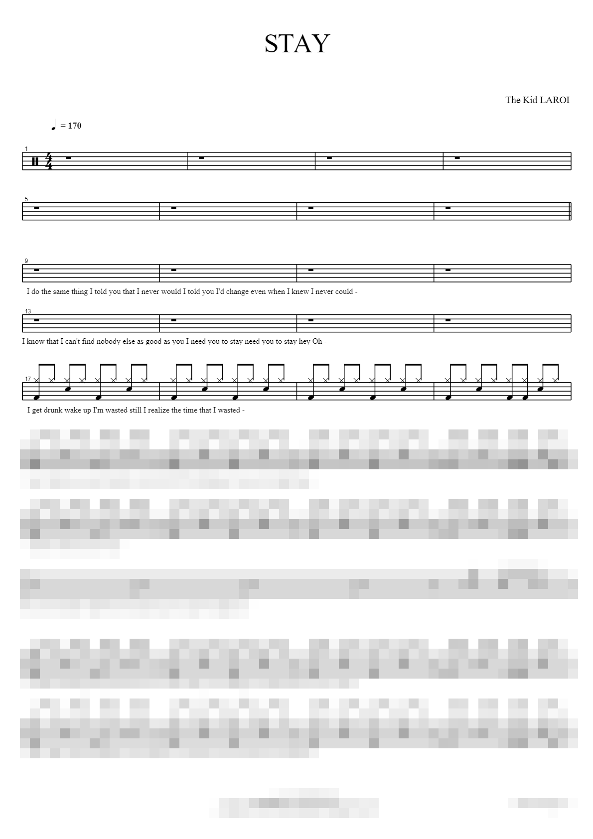STAY Sheet Music Preview