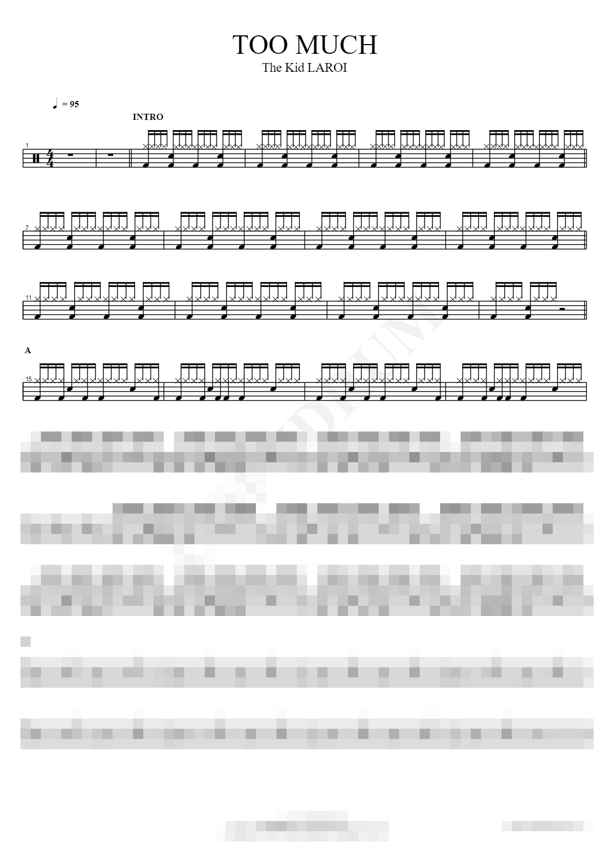 TOO MUCH Sheet Music Preview
