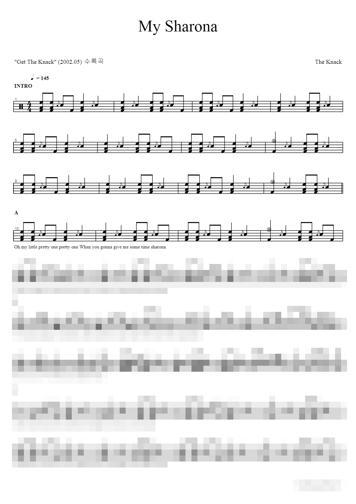 My Sharona Sheet Music Preview