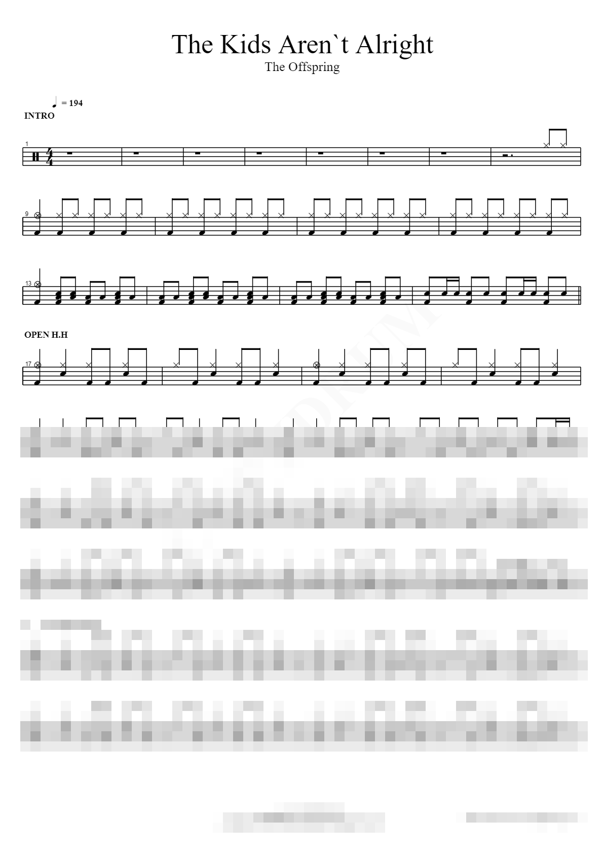 The Kids Aren`t Alright Sheet Music Preview