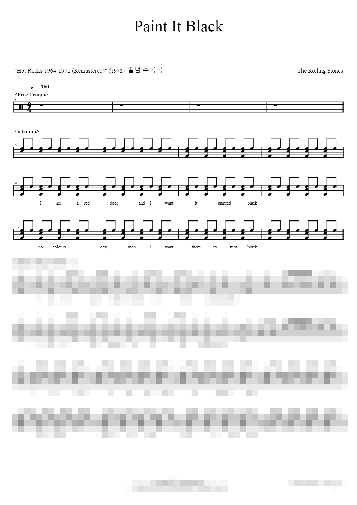 Paint It Black Sheet Music Preview