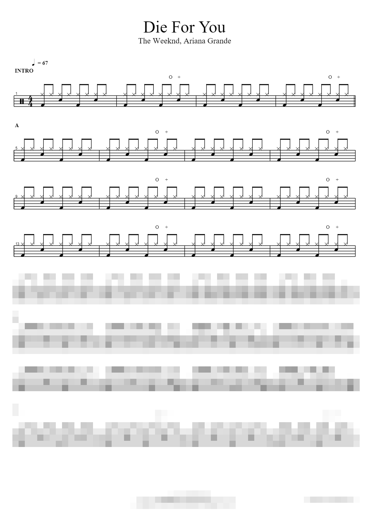 Die For You Sheet Music Preview