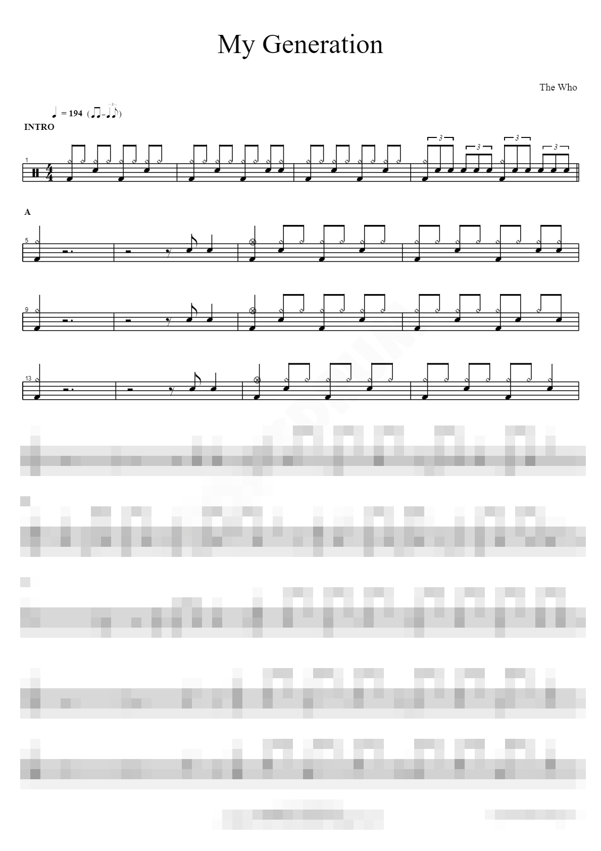 My Generation Sheet Music Preview