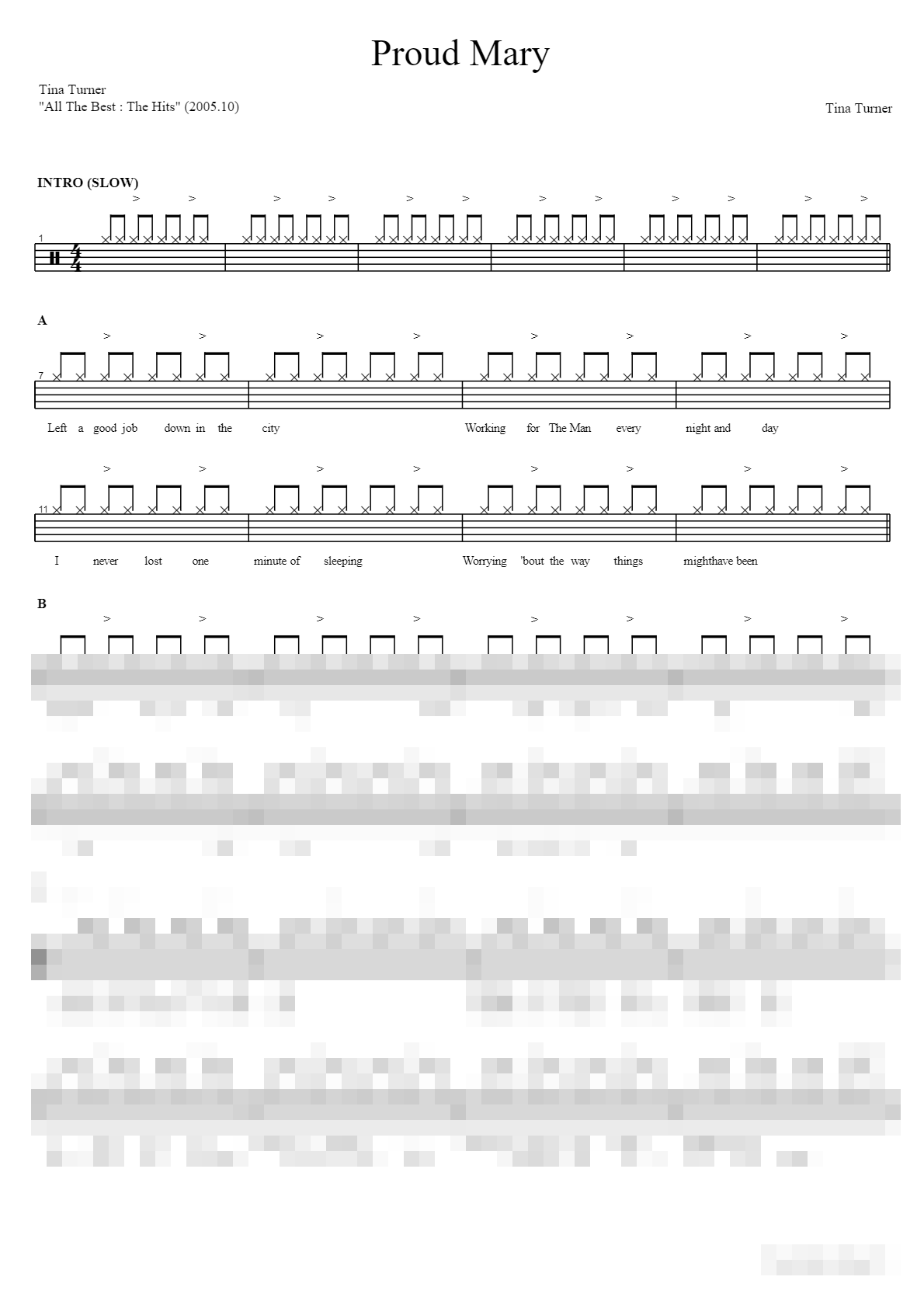Proud Mary Sheet Music Preview