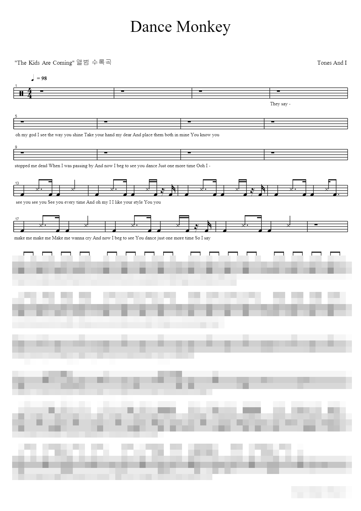 Dance Monkey Sheet Music Preview