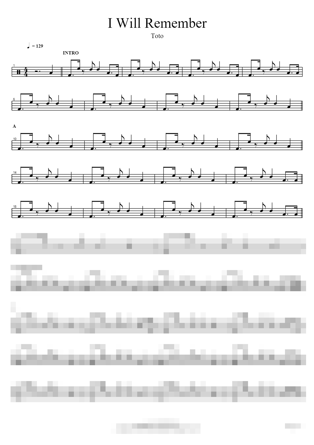 I Will Remember Sheet Music Preview
