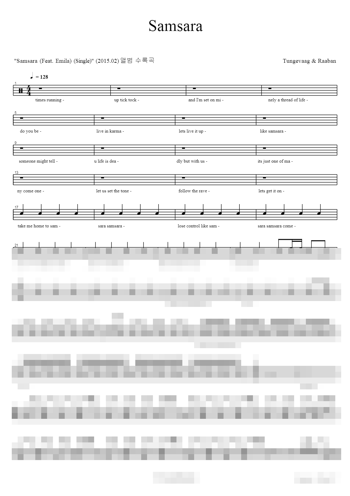 Samsara Sheet Music Preview