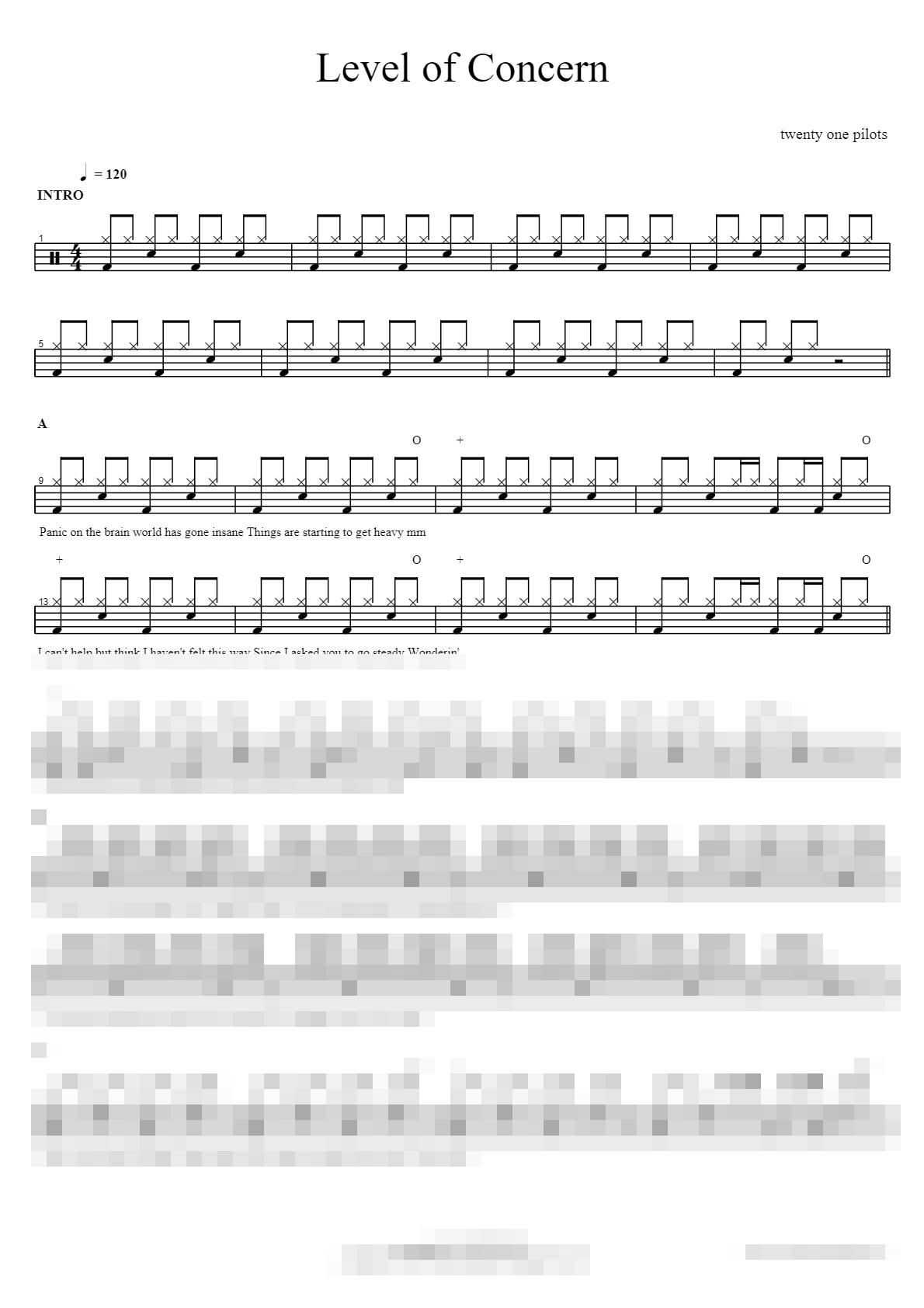 Level of Concern Sheet Music Preview