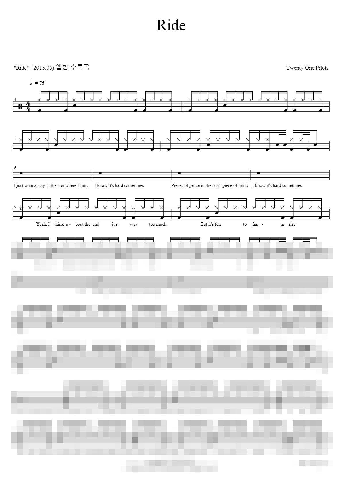 Ride Sheet Music Preview