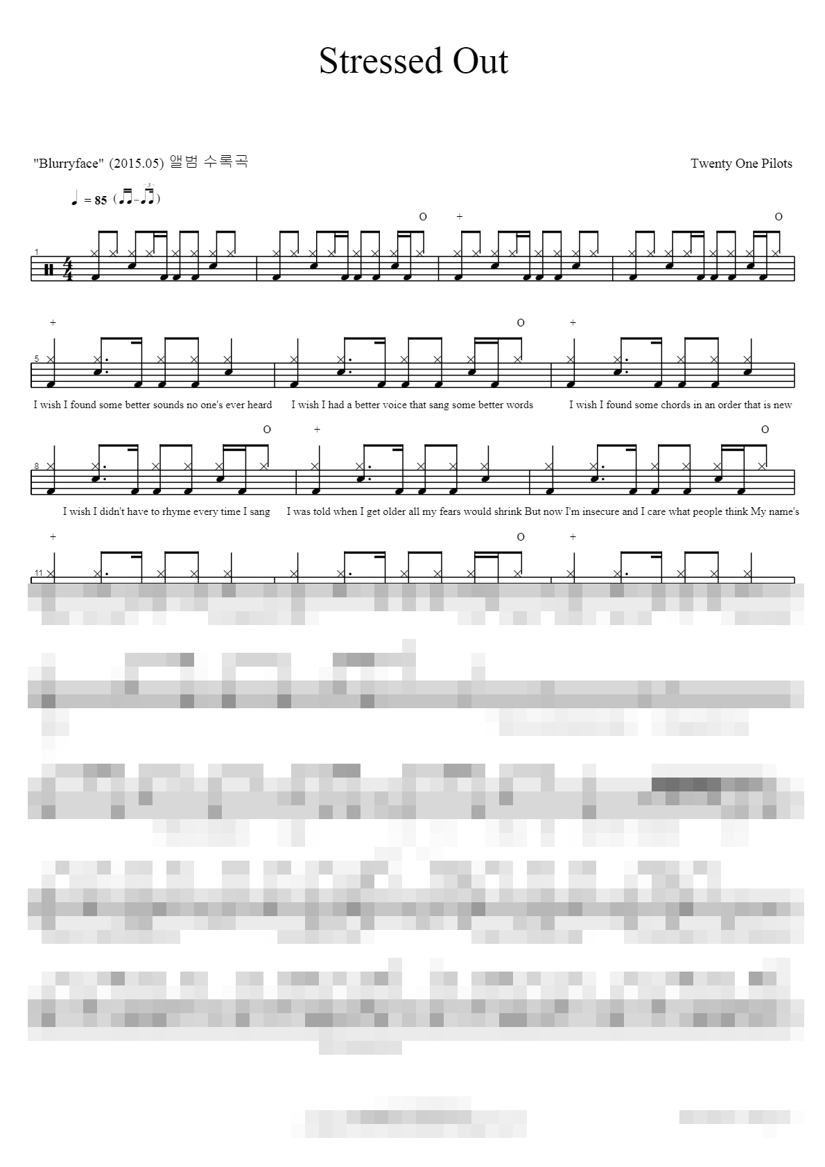 Stressed Out Sheet Music Preview