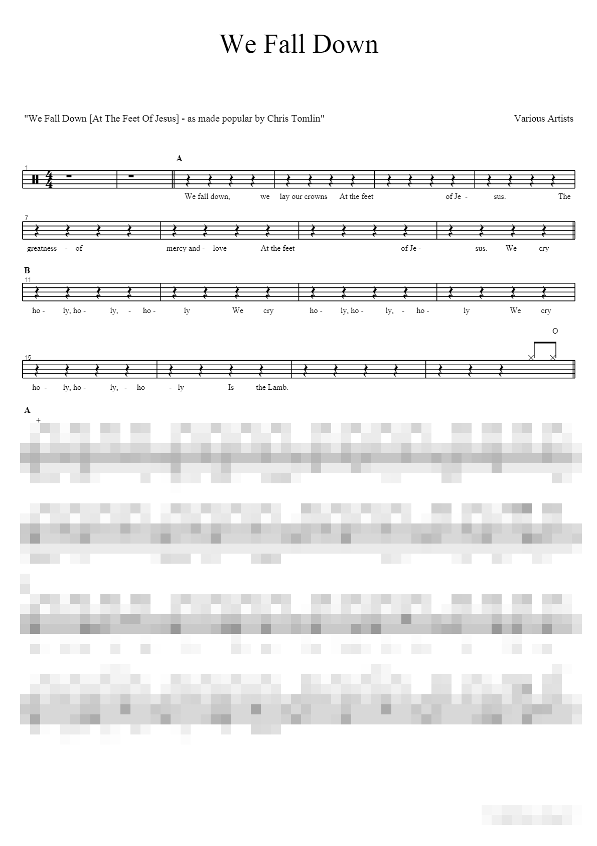 We Fall Down Sheet Music Preview