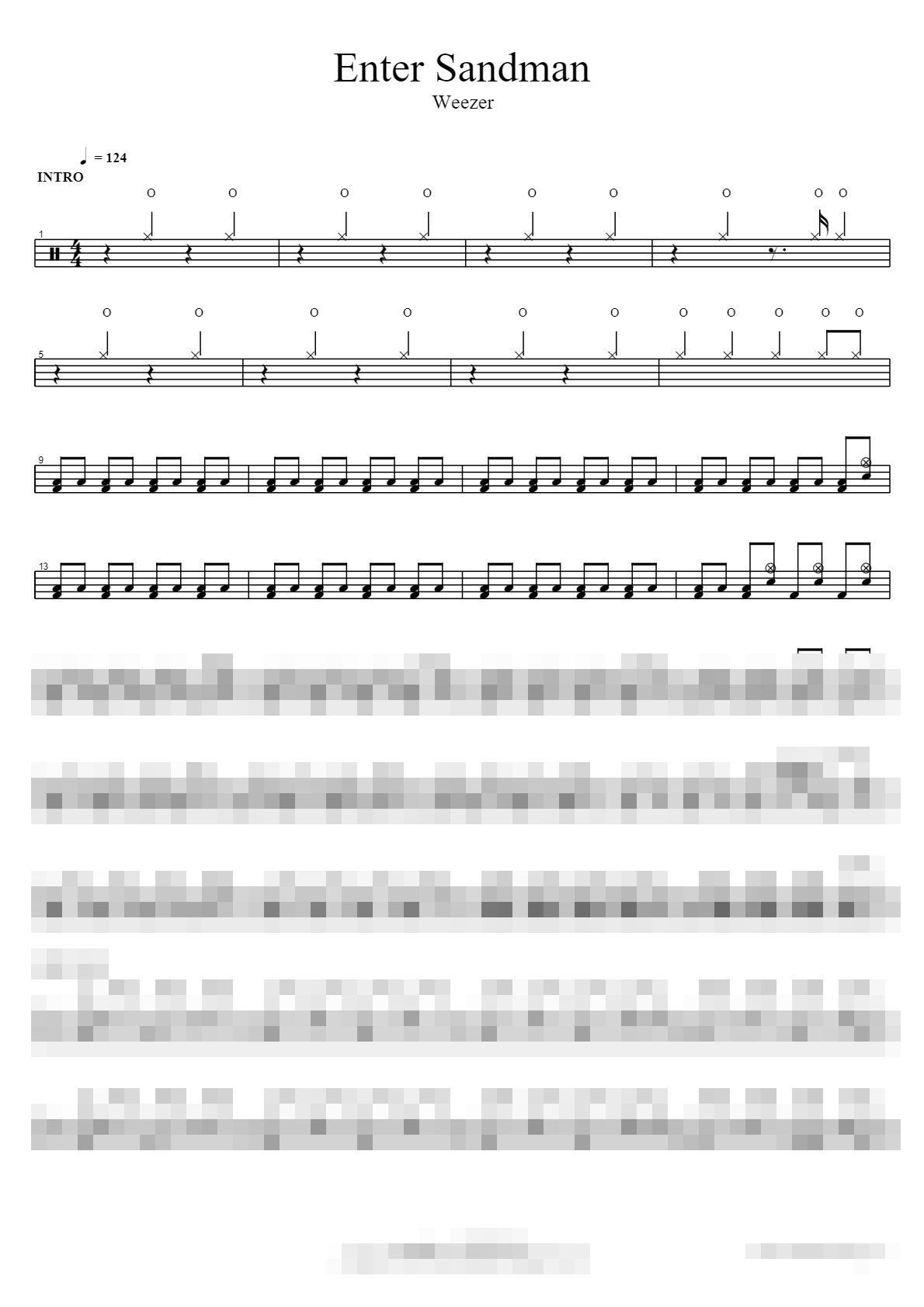 Enter Sandman Sheet Music Preview
