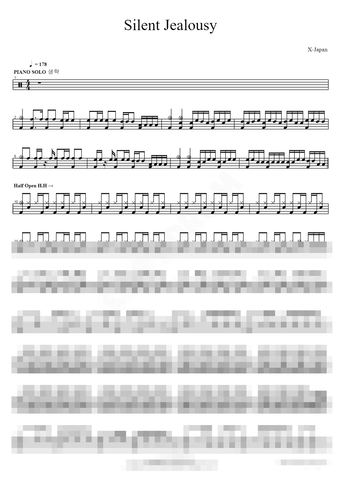 Silent Jealousy Sheet Music Preview