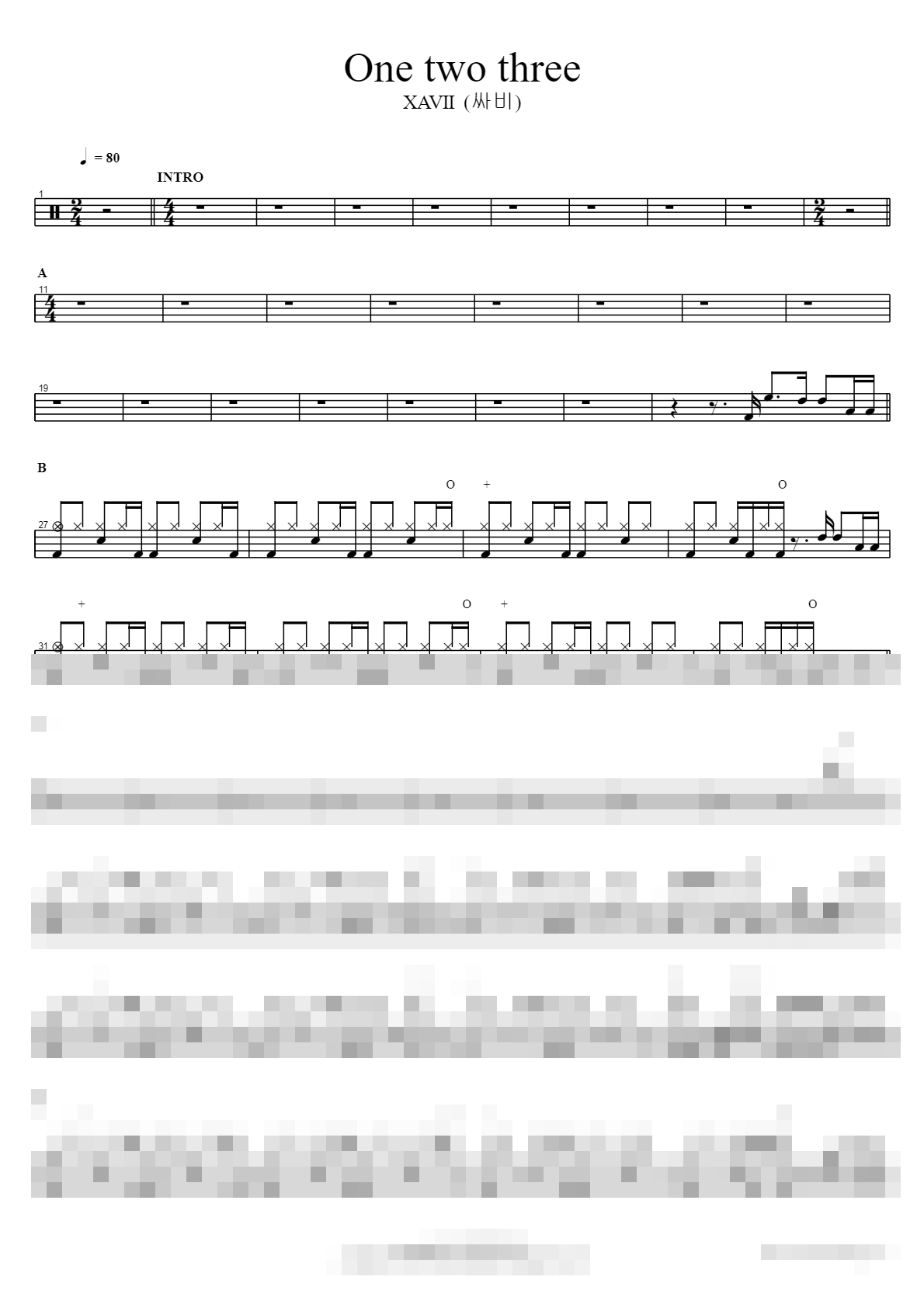 One two three Sheet Music Preview