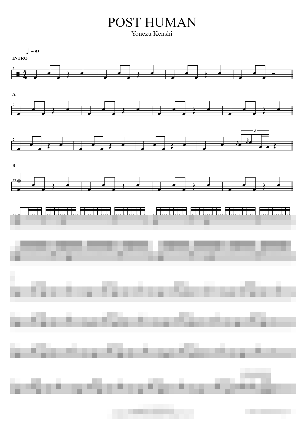 POST HUMAN Sheet Music Preview
