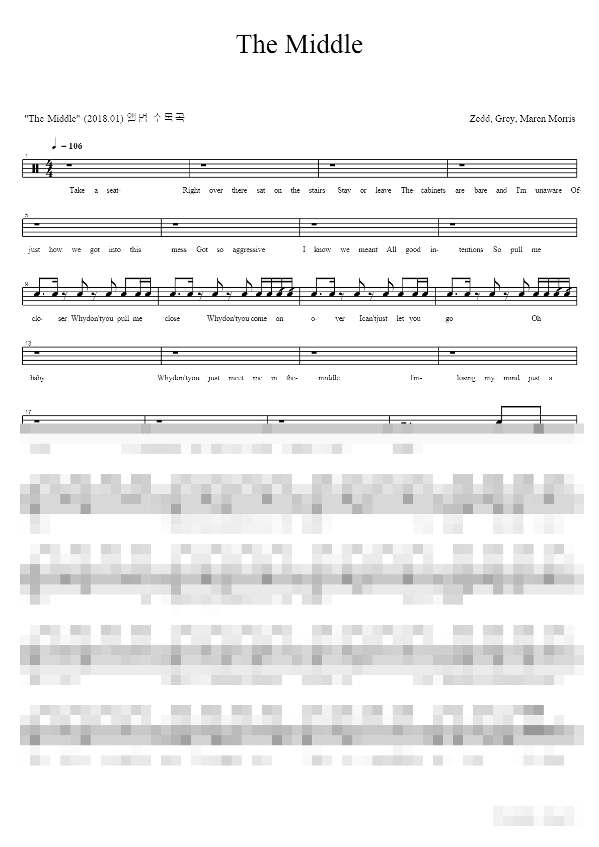 The Middle Sheet Music Preview